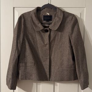 Banana Republic Brown, and Black, and Cream Houndstooth Jacket